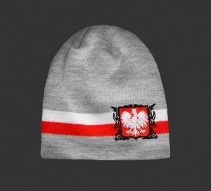Gray winter hat Polish Emblem Armband