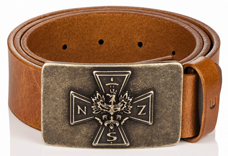 Patriotic NSZ Cross belt (BROWN / OLD GOLD BUCKLE)