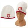 Polish White Winter Hat with Stripes Emblem