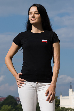 Polish Women's Embroidery Big T-shirt Flag