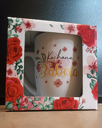 Oblique mug with the inscription Poland white