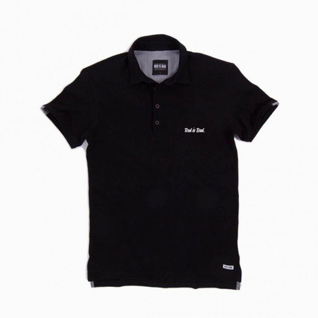 Polo shirt with RED IS BAD logo - black