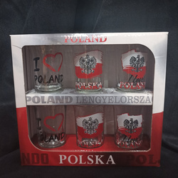 kieliszek Polska -Biało czerwony ml35 różne wzory