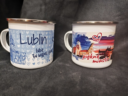 Kubek metalowy z napisem Lublin różne wzory