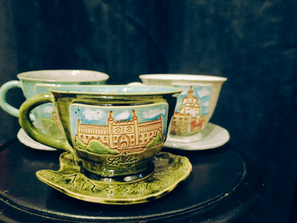 Filiżanka Lublin Ręcznie Malowana + talerzyk, różne wzory