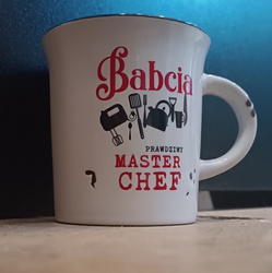 Oblique mug with the inscription Poland white