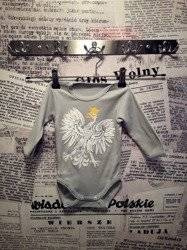 Body dziecięce z Orłem (szare) długi rękaw