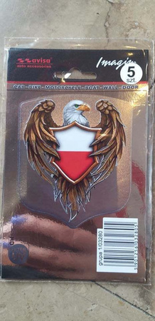 Naklejka na samochód Tarcza jasna z orłem i flagą Polski 