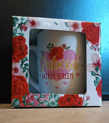 Oblique mug with the inscription Poland white