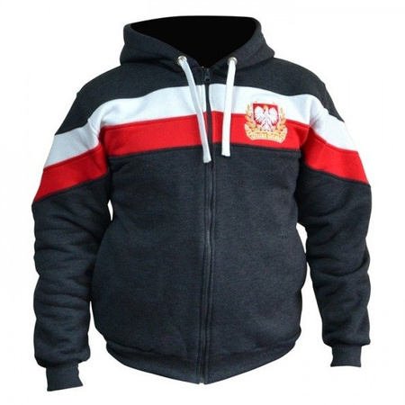 Bluza patriotyczna z kapturem GRAFIT PASY AQUILA "POLSKA"