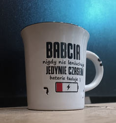 Oblique mug with the inscription Poland white