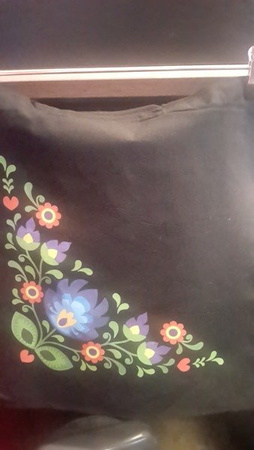 Black eco bag owicz Folklor - flowers in the corner 2 DU