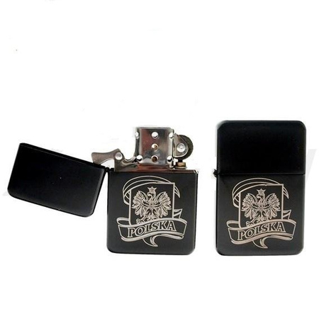 Black Polish Gas Lighter Eagle Sash