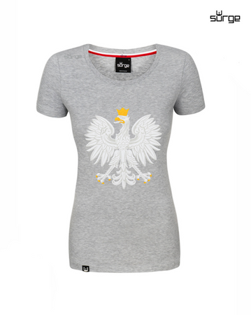 Women's patriotic t-shirt Polish emblem (LIGHT MELANGE)