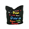 Black canvas bag with colorful POLSKA inscriptions