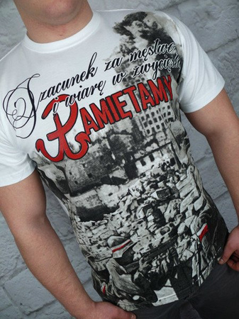 T-shirt Wielka Polska HD Pamiętamy Warszawa '44 biały 