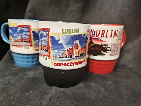 Kubek ceramiczny z napisem Lublin różne kolory i wzory