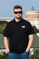 Koszulka Polo  Flaga Męska Haft Czarna