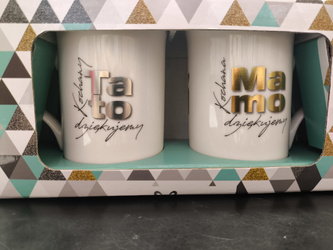 Oblique mug with the inscription Poland white