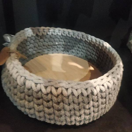 Koszyk szydełko szary 20 cm