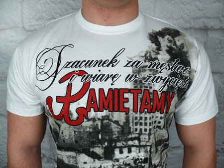 T-shirt Wielka Polska HD Pamiętamy Warszawa '44 biały 