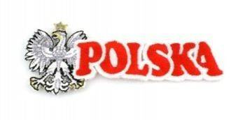 Naszywka haftowana, napis Polska