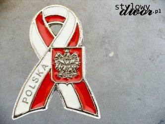 WHITE-RED BUTTON WITH THE POLISH EMBLEM