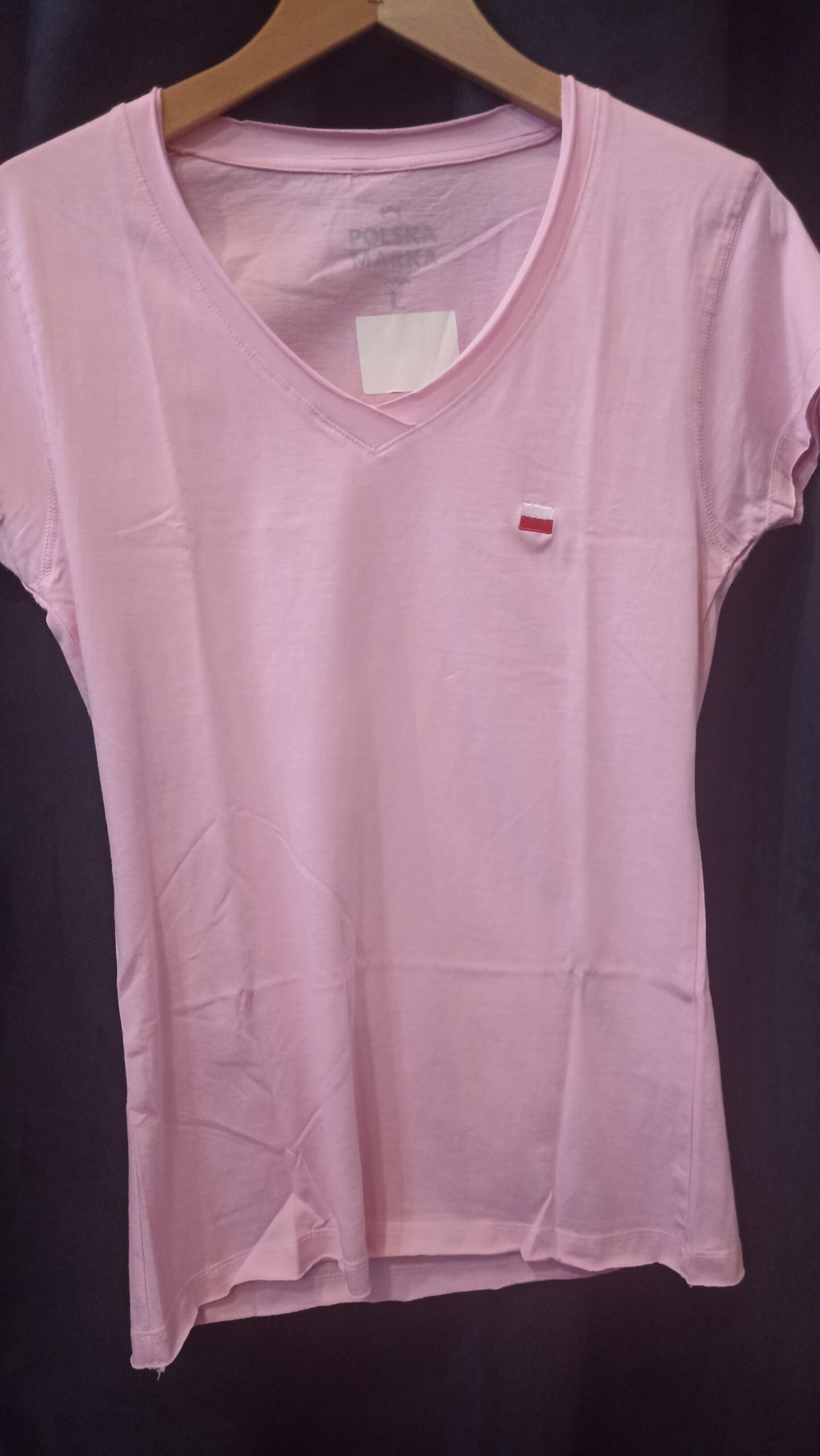 Koszulka Flaga Polski Damska Kolor: Baby Pink Nadruk: Flaga Rodzaj nadruku: Haft Rozmiar: XXXL