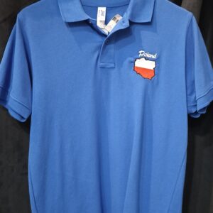 Koszulka polo PM z zamalowanym konturem Polski Kolor: Niebieski Nadruk: Polska Rodzaj nadruku: Sitodruk Rozmiar: XXXL