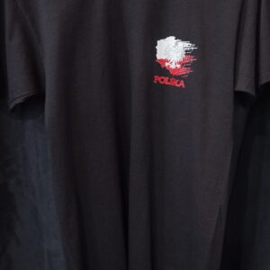 Koszulka mska szarpana kontur Nadruk: Polska Rodzaj nadruku: Sitodruk Rozmiar: XXXXL Kolor: Czarny