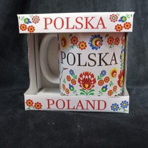 Kubek POLAND folk kwiat biay