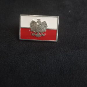 FLAGA POLSKI Z OREM PRZYPINKA
