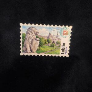 Magnes znaczek drewniany zamek lew Lublin