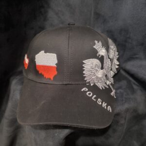 Czapka z daszkiem czarna Polska Orzeł z boku