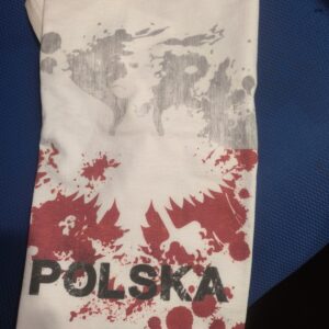 Koszulka męska Polska Mapa Kontur Godło biała